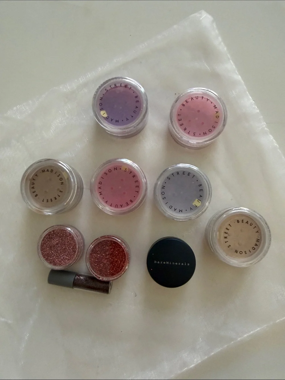 Madison Street Beauty,1-bare Minerals 10 Eyeshadows:Pink, Purple,Gold Sparkles